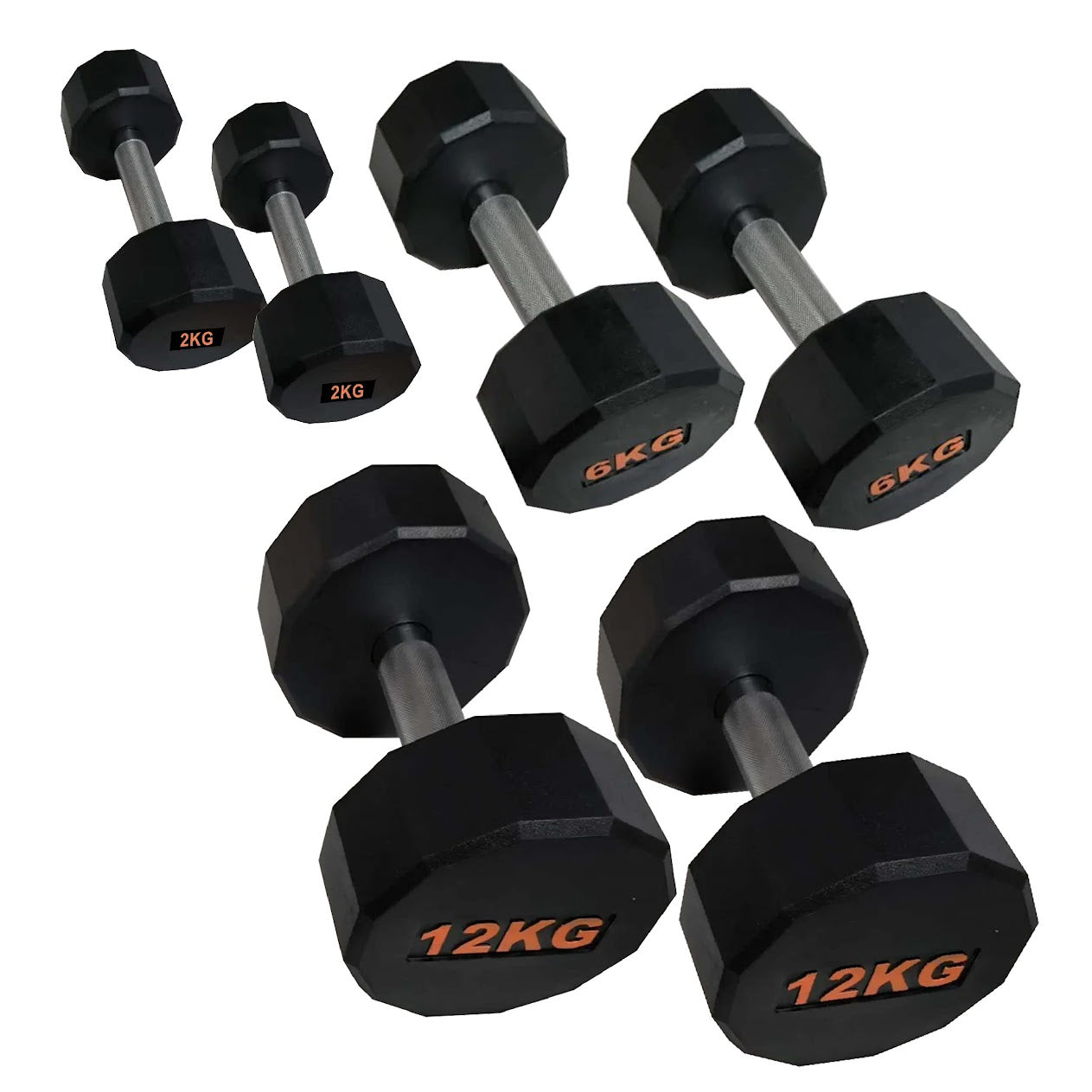 Hex Rubber Round-Coated Dumbbell – Anti‑Roll, High‑Grip Ergonomic Handle, Strength Training for Home Gym, Quiet & Durable Design