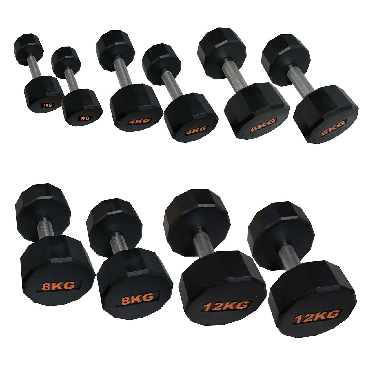 Hex Rubber Round-Coated Dumbbell – Anti‑Roll, High‑Grip Ergonomic Handle, Strength Training for Home Gym, Quiet & Durable Design