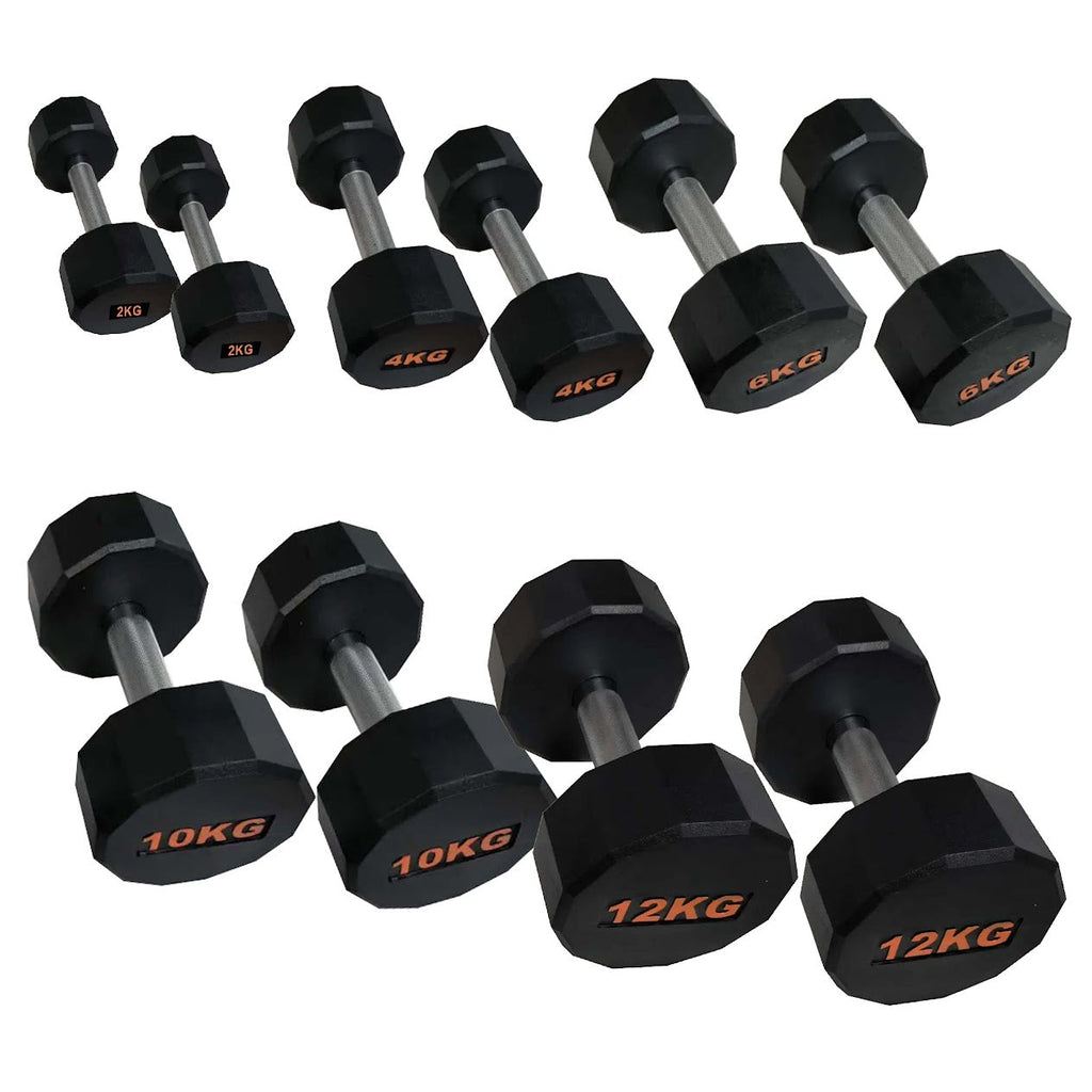Hex Rubber Round-Coated Dumbbell – Anti‑Roll, High‑Grip Ergonomic Handle, Strength Training for Home Gym, Quiet & Durable Design