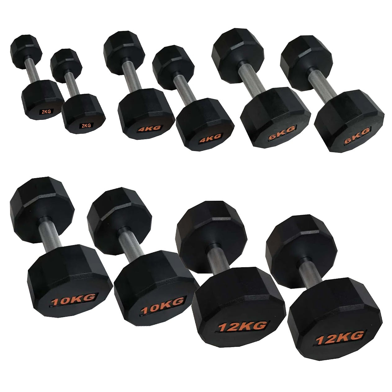 Hex Rubber Round-Coated Dumbbell – Anti‑Roll, High‑Grip Ergonomic Handle, Strength Training for Home Gym, Quiet & Durable Design