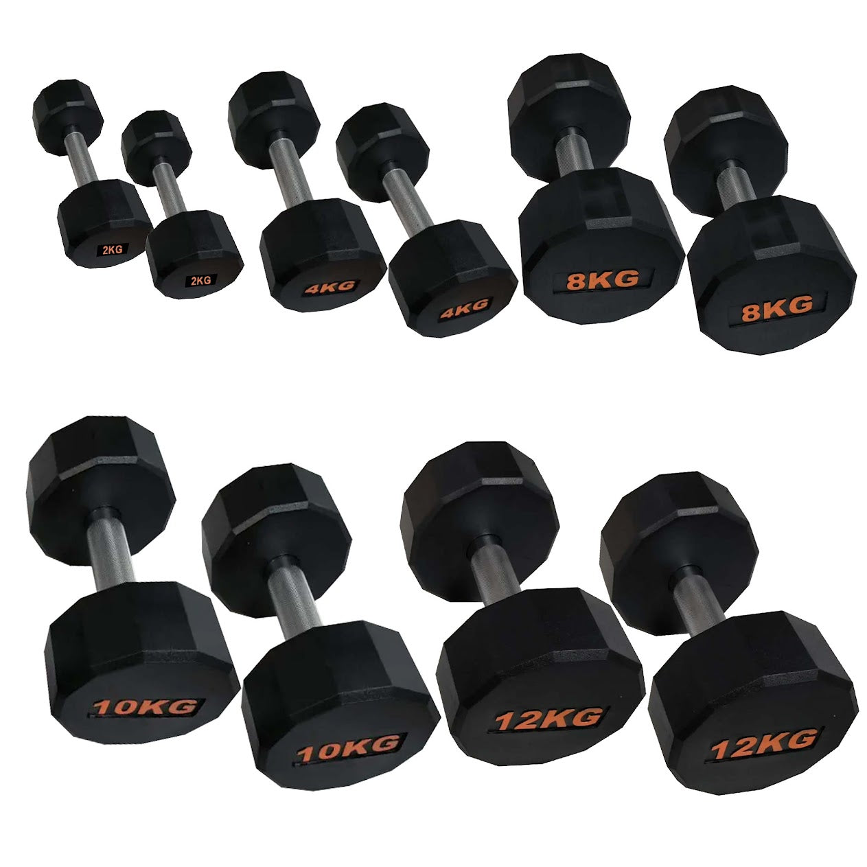 Hex Rubber Round-Coated Dumbbell – Anti‑Roll, High‑Grip Ergonomic Handle, Strength Training for Home Gym, Quiet & Durable Design