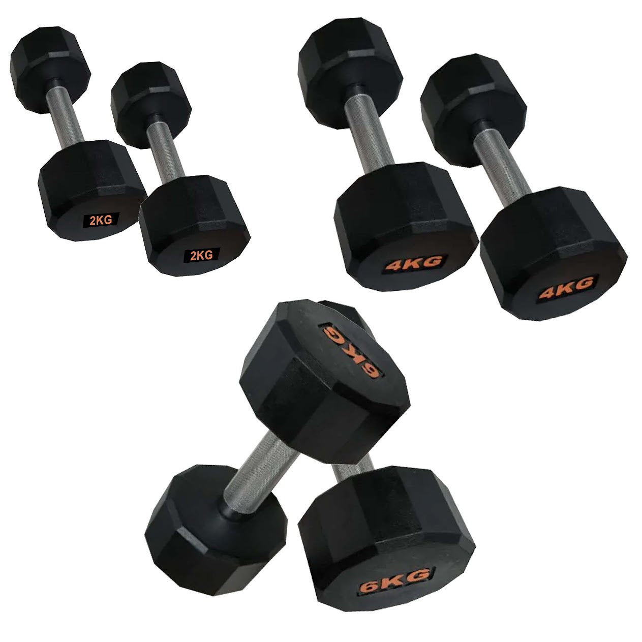 Hex Rubber Round-Coated Dumbbell – Anti‑Roll, High‑Grip Ergonomic Handle, Strength Training for Home Gym, Quiet & Durable Design