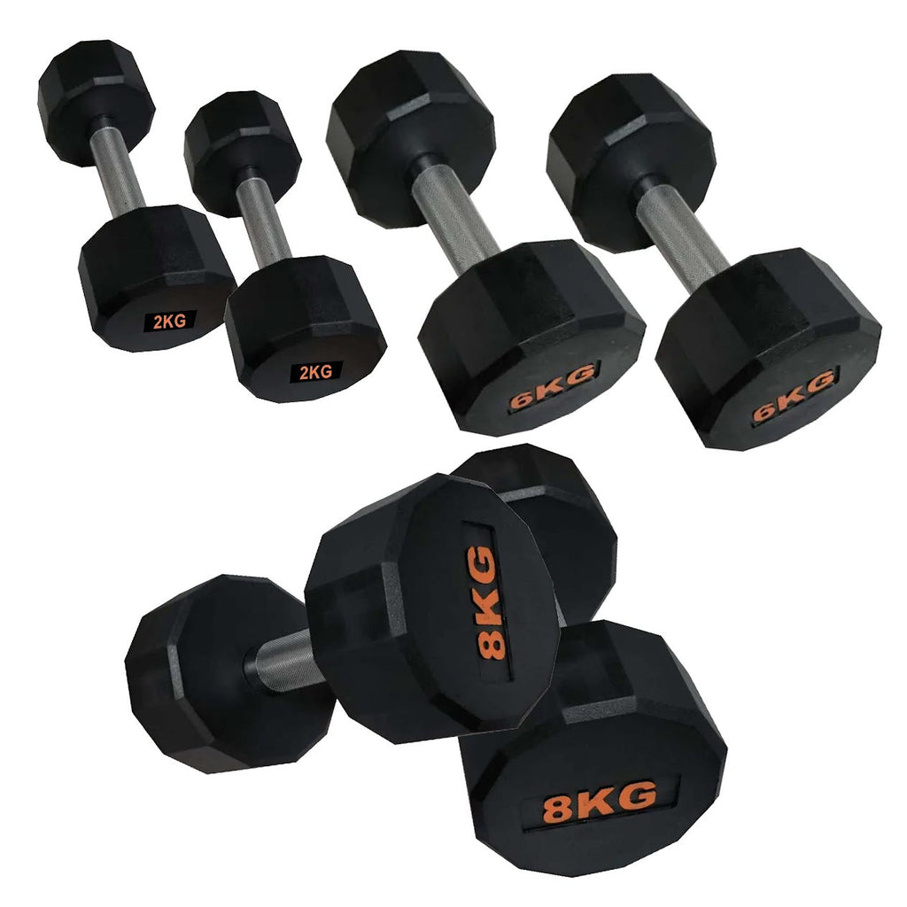 Hex Rubber Round-Coated Dumbbell – Anti‑Roll, High‑Grip Ergonomic Handle, Strength Training for Home Gym, Quiet & Durable Design