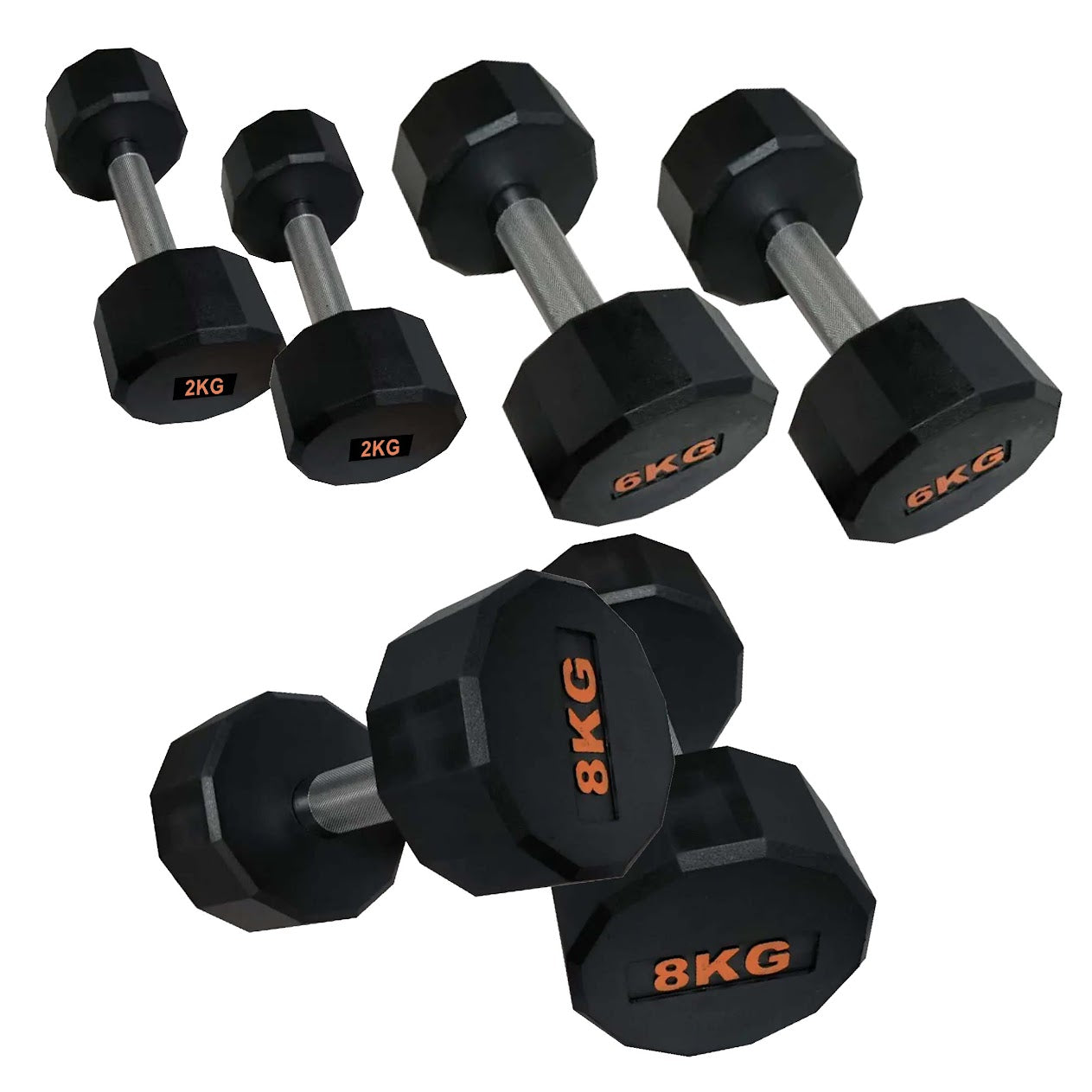 Hex Rubber Round-Coated Dumbbell – Anti‑Roll, High‑Grip Ergonomic Handle, Strength Training for Home Gym, Quiet & Durable Design