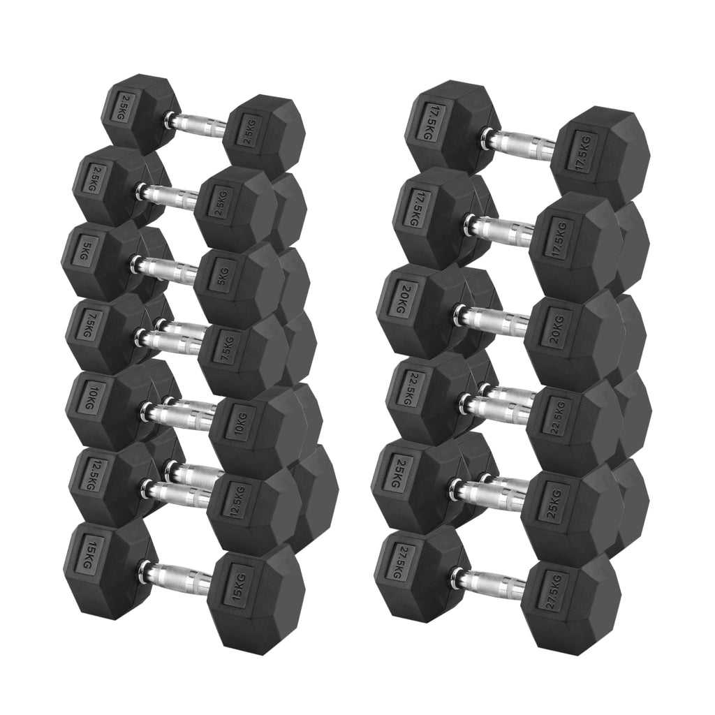 Elite Hex Dumbbell Set 2.5kg–30kg with Optional 3-Tier Rack – Rubber-Coated, Anti-Roll Design, Chrome Grip for Home & Studio Gyms UK