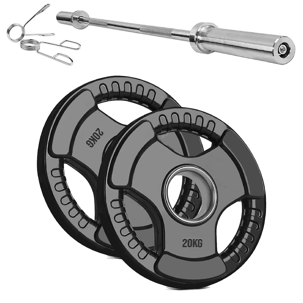 Adjustable Tri‑Grip Olympic Weight Plate – Rubber‑Coated Cast‑Iron, Ergonomic Handles for Barbell & Dumbbell Strength Training, Home Gym