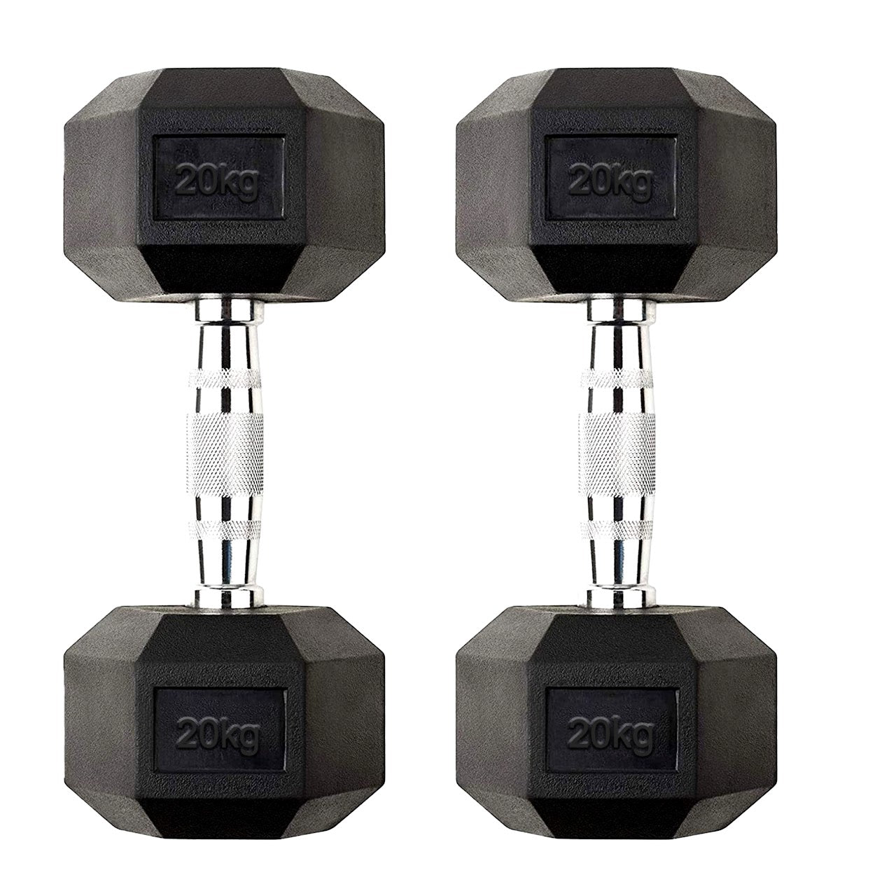 Hex Dumbbell Set 2.5kg–60kg – Rubber-Coated Anti-Roll Weights with Steel Handles – Dumbbell Pairs & Rack Bundles for Home & Commercial Gym Use