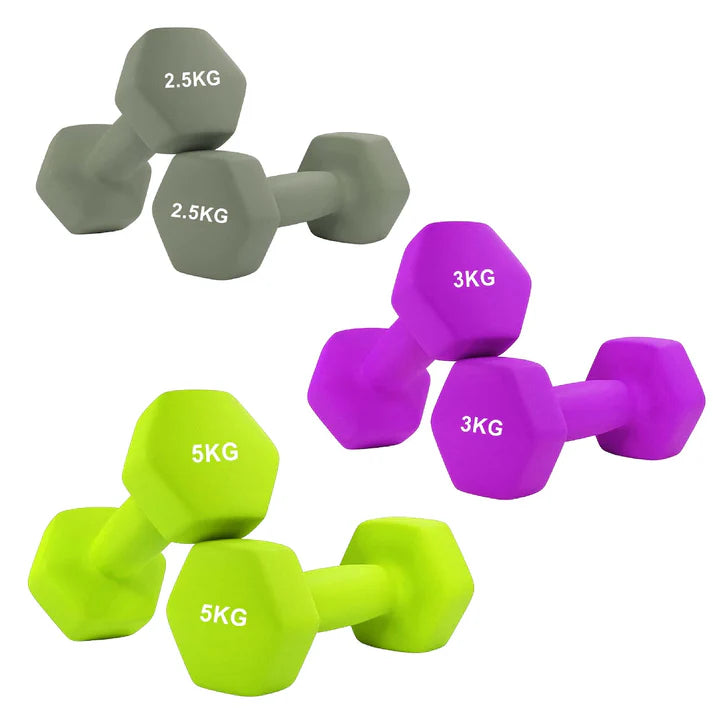 Anti Roll Hex Neoprene Dumbbells Set – Non Slip Grip, Noise Reducing Coating, Full Body Strength Training Weights – Singles, Pairs & Sets for Home Gyms