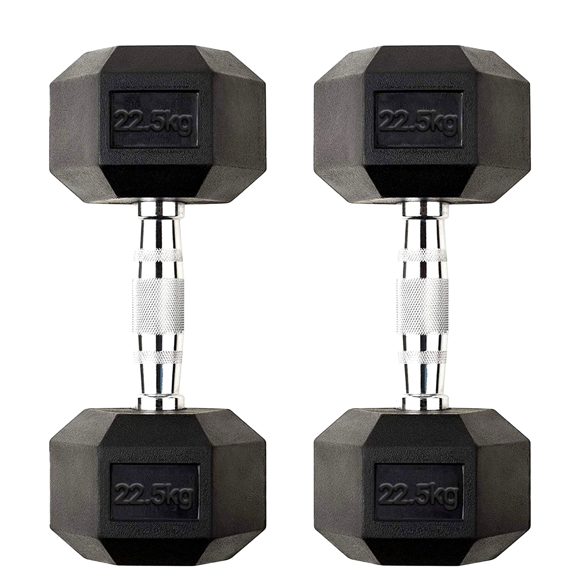 Build Strength at Home with 22.5kg Hex Dumbbells – Anti Roll Rubber Coated Cast Iron Free Weights with Chrome Handles for Home Gyms