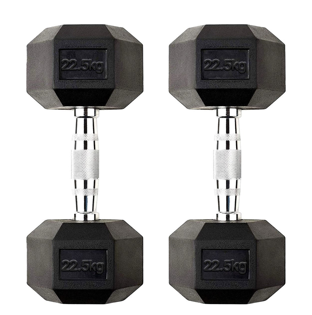 Hex Dumbbell Set 2.5kg–60kg – Rubber-Coated Anti-Roll Weights with Steel Handles – Dumbbell Pairs & Rack Bundles for Home & Commercial Gym Use