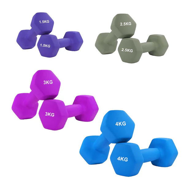 Anti Roll Hex Neoprene Dumbbells Set – Non Slip Grip, Noise Reducing Coating, Full Body Strength Training Weights – Singles, Pairs & Sets for Home Gyms