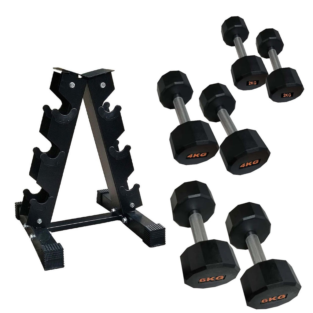 Hex Rubber Round-Coated Dumbbell – Anti‑Roll, High‑Grip Ergonomic Handle, Strength Training for Home Gym, Quiet & Durable Design