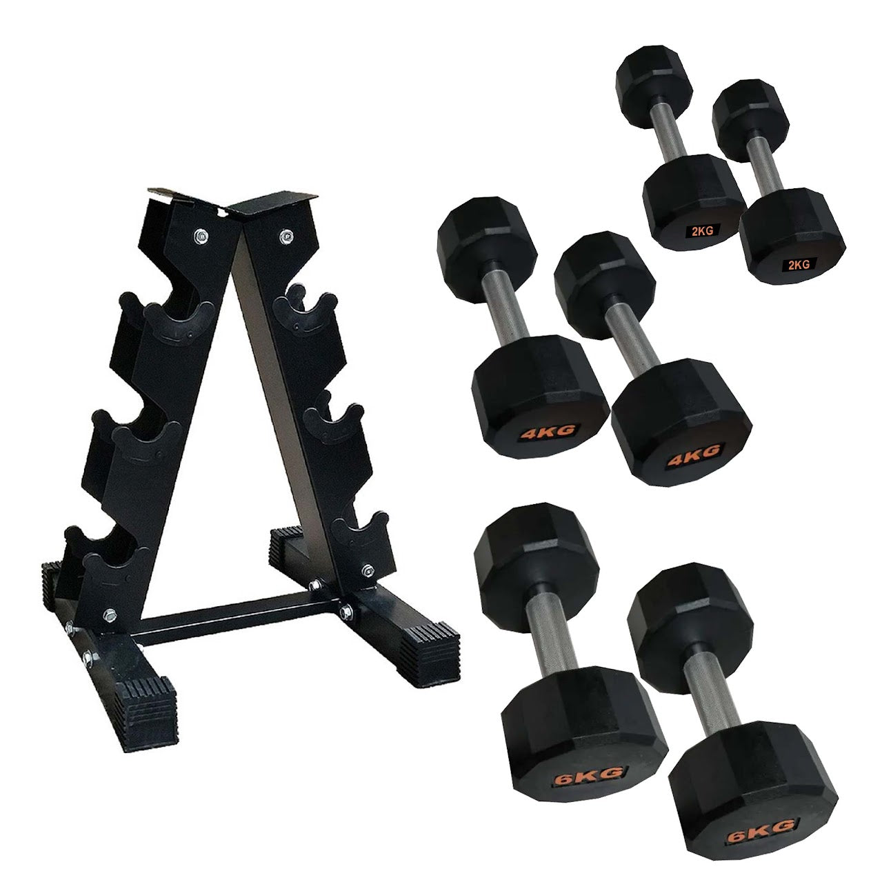 Hex Rubber Round-Coated Dumbbell – Anti‑Roll, High‑Grip Ergonomic Handle, Strength Training for Home Gym, Quiet & Durable Design