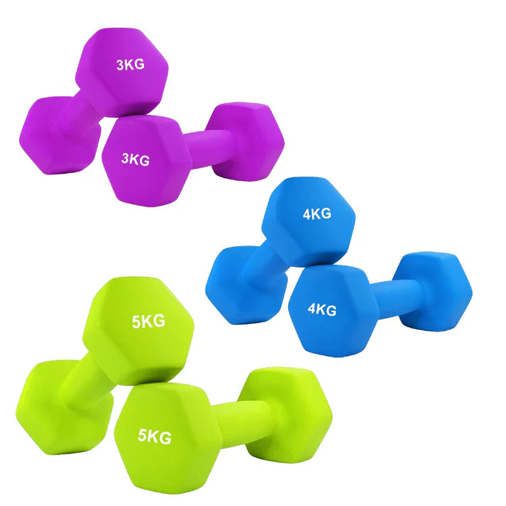 Anti Roll Hex Neoprene Dumbbells Set – Non Slip Grip, Noise Reducing Coating, Full Body Strength Training Weights – Singles, Pairs & Sets for Home Gyms