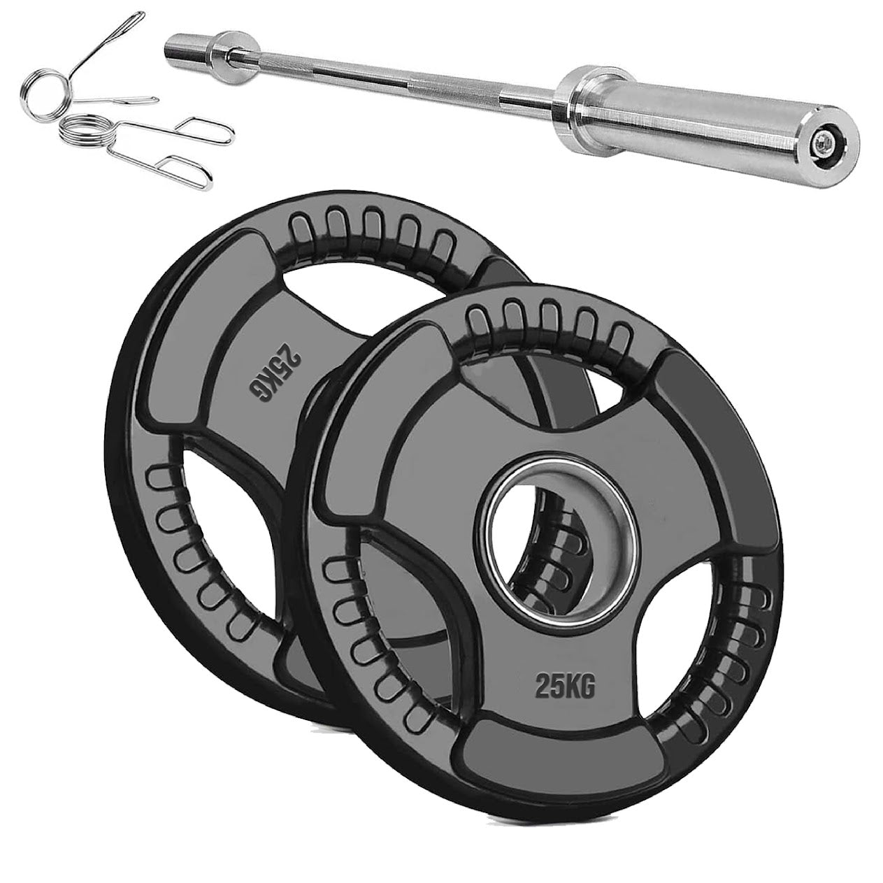 Adjustable Tri‑Grip Olympic Weight Plate – Rubber‑Coated Cast‑Iron, Ergonomic Handles for Barbell & Dumbbell Strength Training, Home Gym