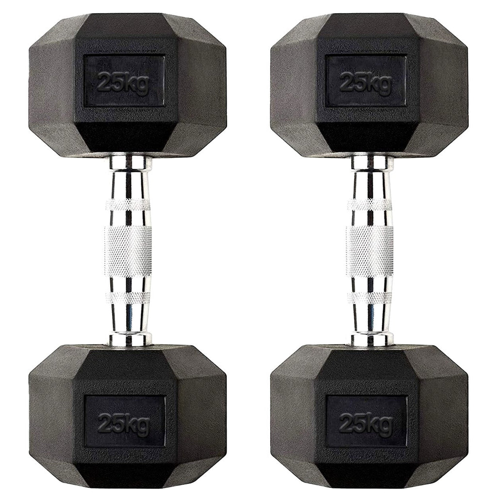 Hex Dumbbell Set 2.5kg–60kg – Rubber-Coated Anti-Roll Weights with Steel Handles – Dumbbell Pairs & Rack Bundles for Home & Commercial Gym Use