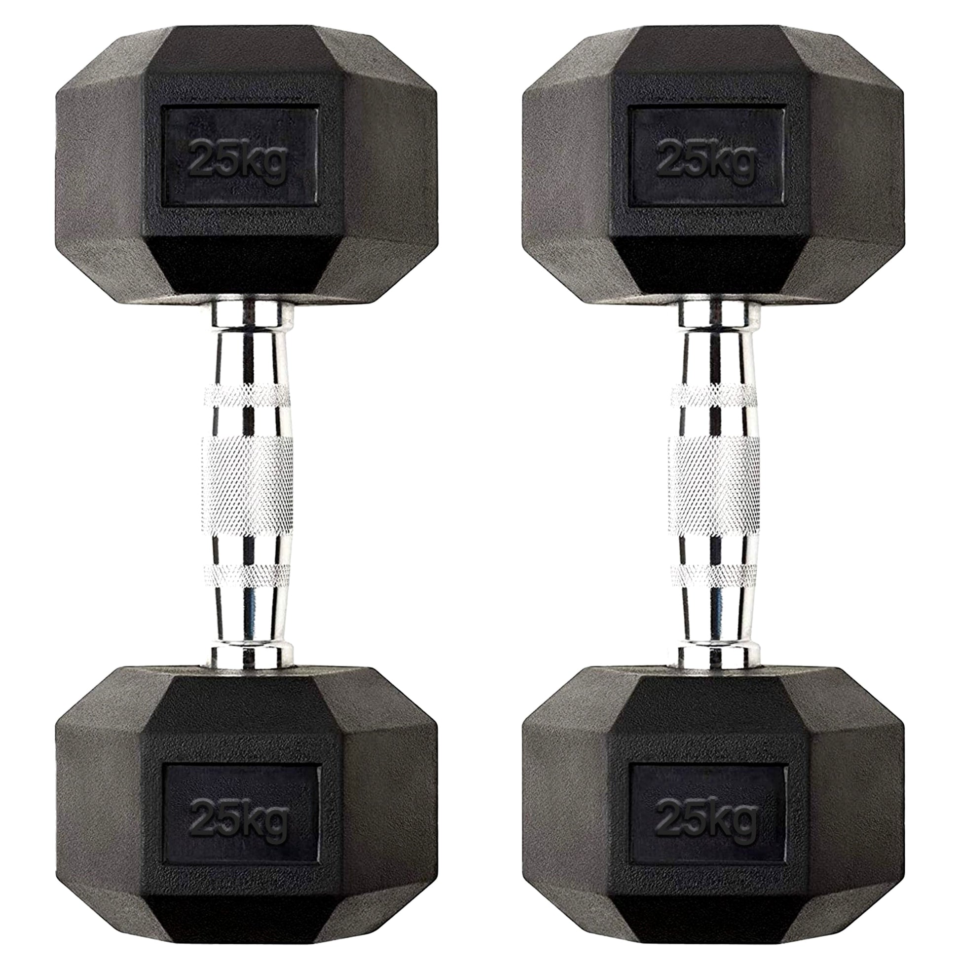 Upgrade Your Home Gym with 25kg Hex Dumbbells – Rubber Coated Cast Iron, Anti Roll Design, 2 x 25kg Set for Strength Training