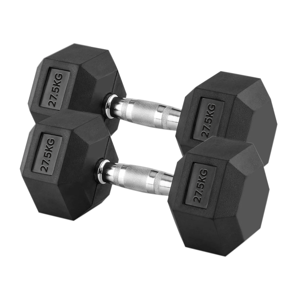 Hex Dumbbell Set 2.5kg–60kg – Rubber-Coated Anti-Roll Weights with Steel Handles – Dumbbell Pairs & Rack Bundles for Home & Commercial Gym Use