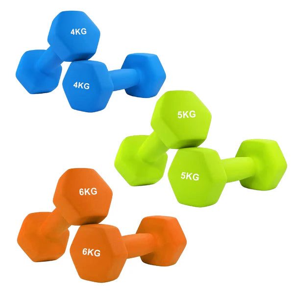 Anti Roll Hex Neoprene Dumbbells Set – Non Slip Grip, Noise Reducing Coating, Full Body Strength Training Weights – Singles, Pairs & Sets for Home Gyms