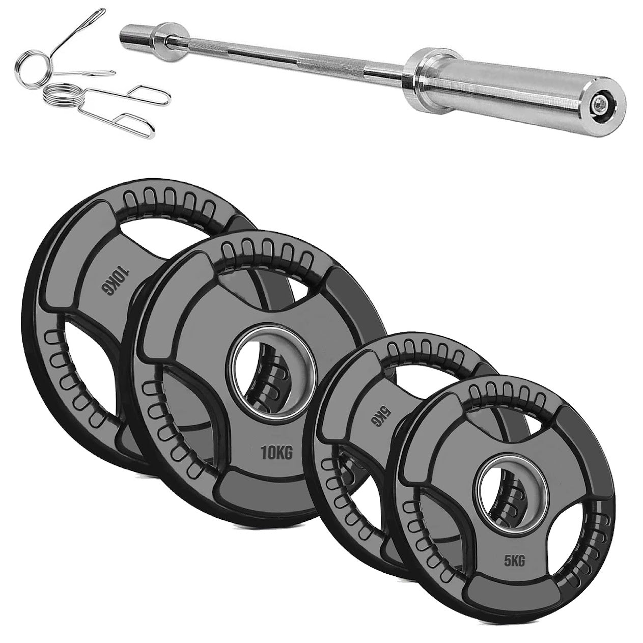 Adjustable Tri‑Grip Olympic Weight Plate – Rubber‑Coated Cast‑Iron, Ergonomic Handles for Barbell & Dumbbell Strength Training, Home Gym