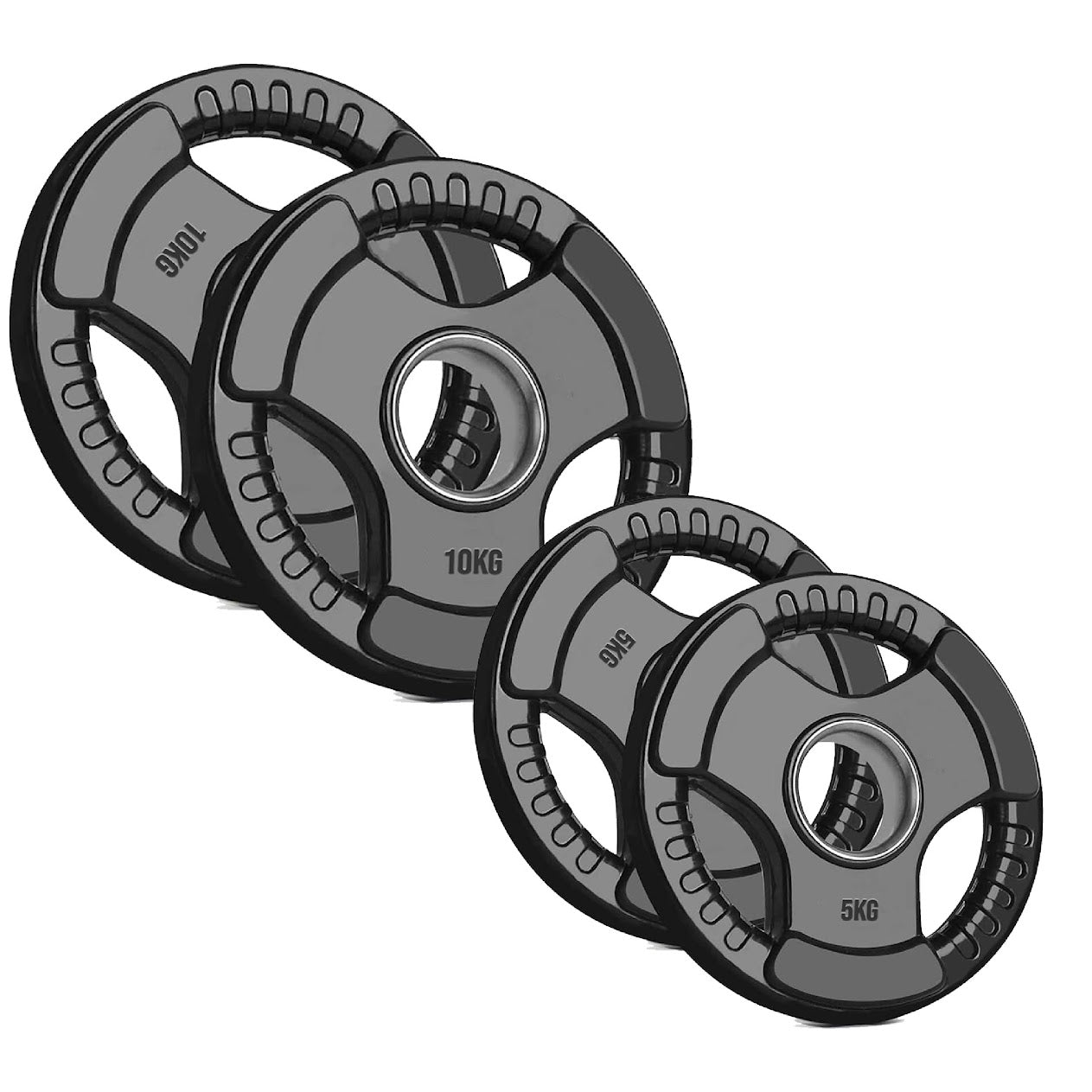 Adjustable Tri‑Grip Olympic Weight Plate – Rubber‑Coated Cast‑Iron, Ergonomic Handles for Barbell & Dumbbell Strength Training, Home Gym