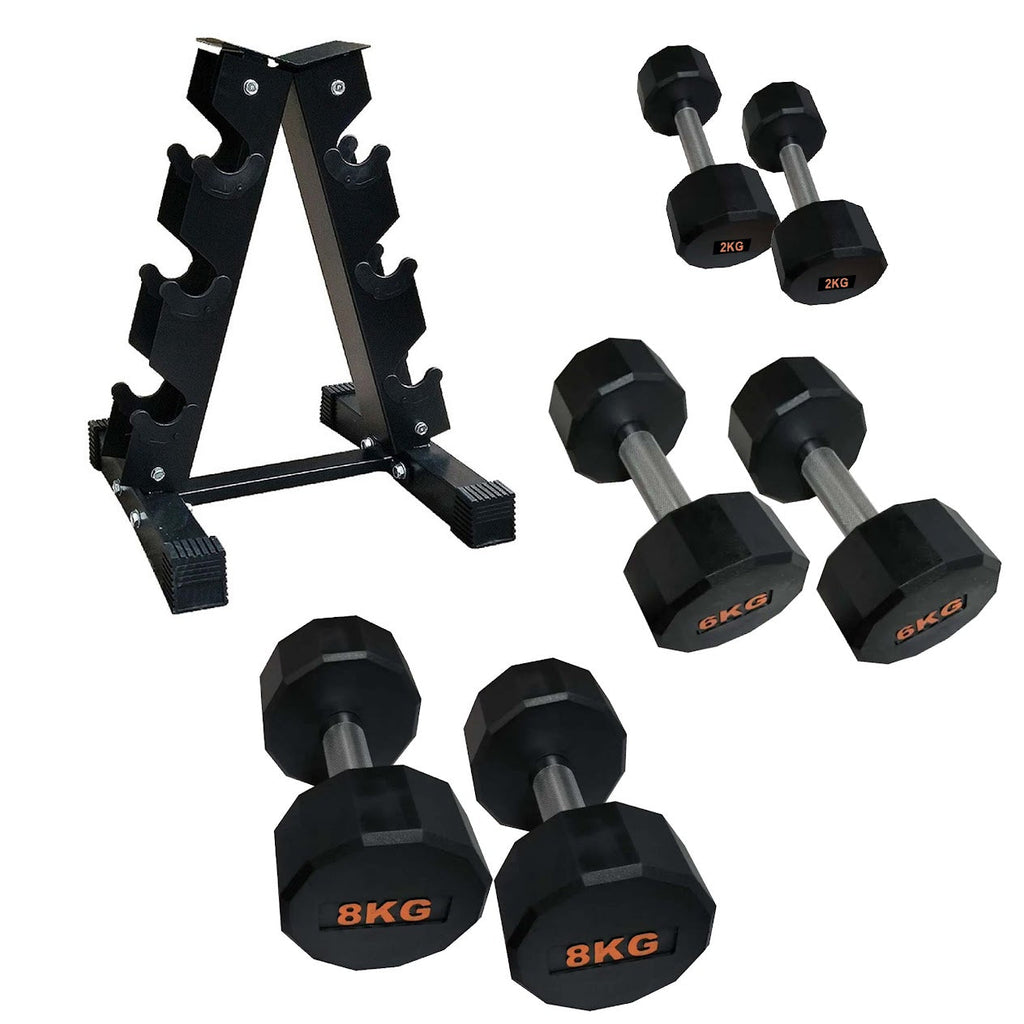 Hex Rubber Round-Coated Dumbbell – Anti‑Roll, High‑Grip Ergonomic Handle, Strength Training for Home Gym, Quiet & Durable Design