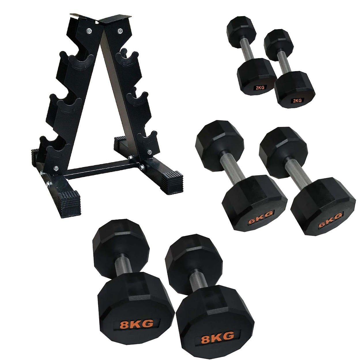 Hex Rubber Round-Coated Dumbbell – Anti‑Roll, High‑Grip Ergonomic Handle, Strength Training for Home Gym, Quiet & Durable Design