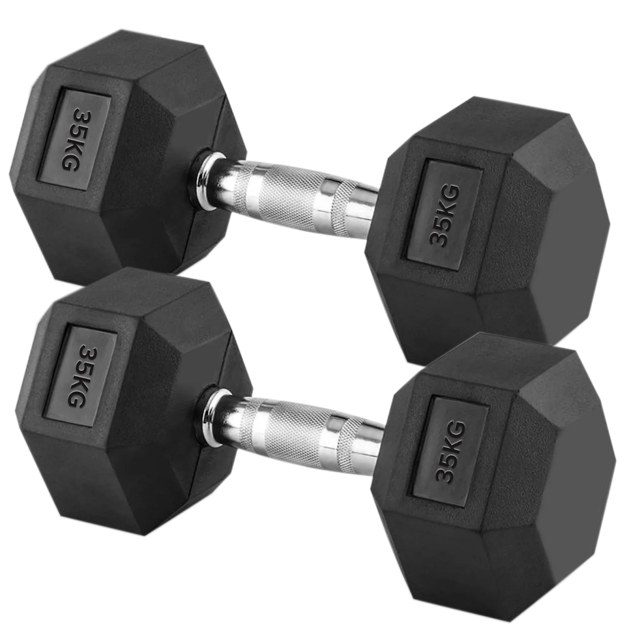 Hex Dumbbell Set 2.5kg–60kg – Rubber-Coated Anti-Roll Weights with Steel Handles – Dumbbell Pairs & Rack Bundles for Home & Commercial Gym Use