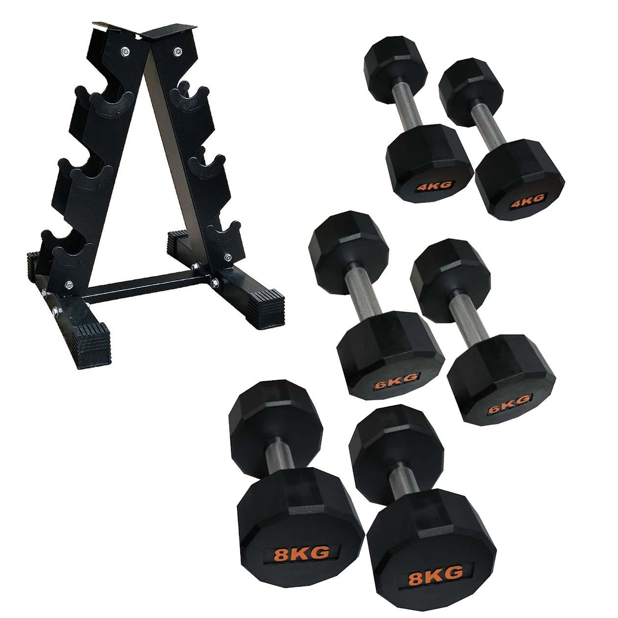 Hex Rubber Round-Coated Dumbbell – Anti‑Roll, High‑Grip Ergonomic Handle, Strength Training for Home Gym, Quiet & Durable Design