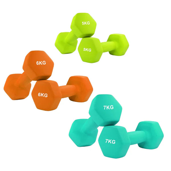 Anti Roll Hex Neoprene Dumbbells Set – Non Slip Grip, Noise Reducing Coating, Full Body Strength Training Weights – Singles, Pairs & Sets for Home Gyms