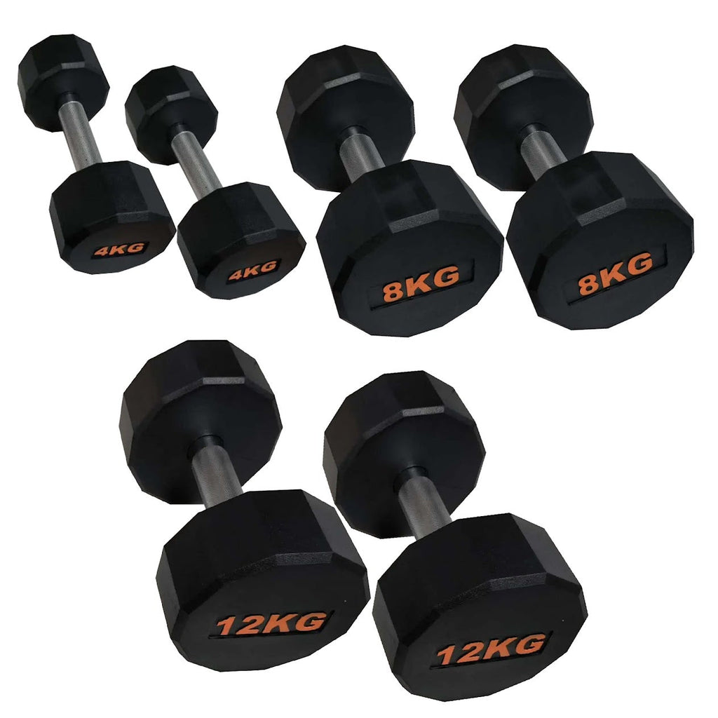 Hex Rubber Round-Coated Dumbbell – Anti‑Roll, High‑Grip Ergonomic Handle, Strength Training for Home Gym, Quiet & Durable Design