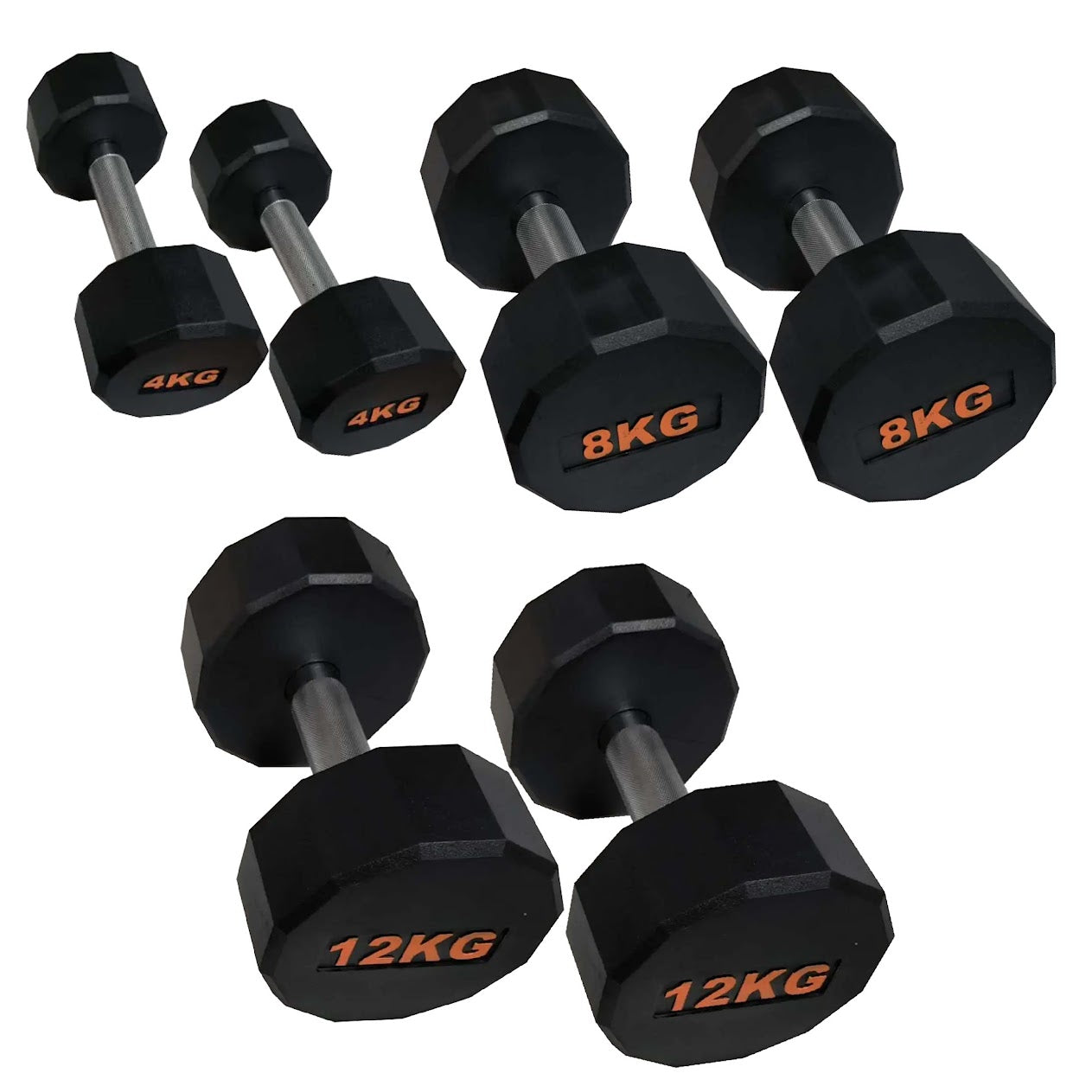 Hex Rubber Round-Coated Dumbbell – Anti‑Roll, High‑Grip Ergonomic Handle, Strength Training for Home Gym, Quiet & Durable Design