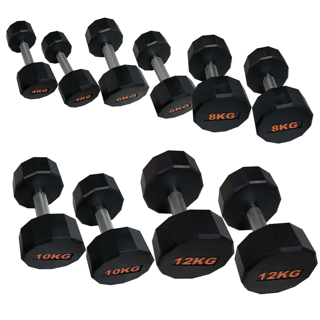 Hex Rubber Round-Coated Dumbbell – Anti‑Roll, High‑Grip Ergonomic Handle, Strength Training for Home Gym, Quiet & Durable Design