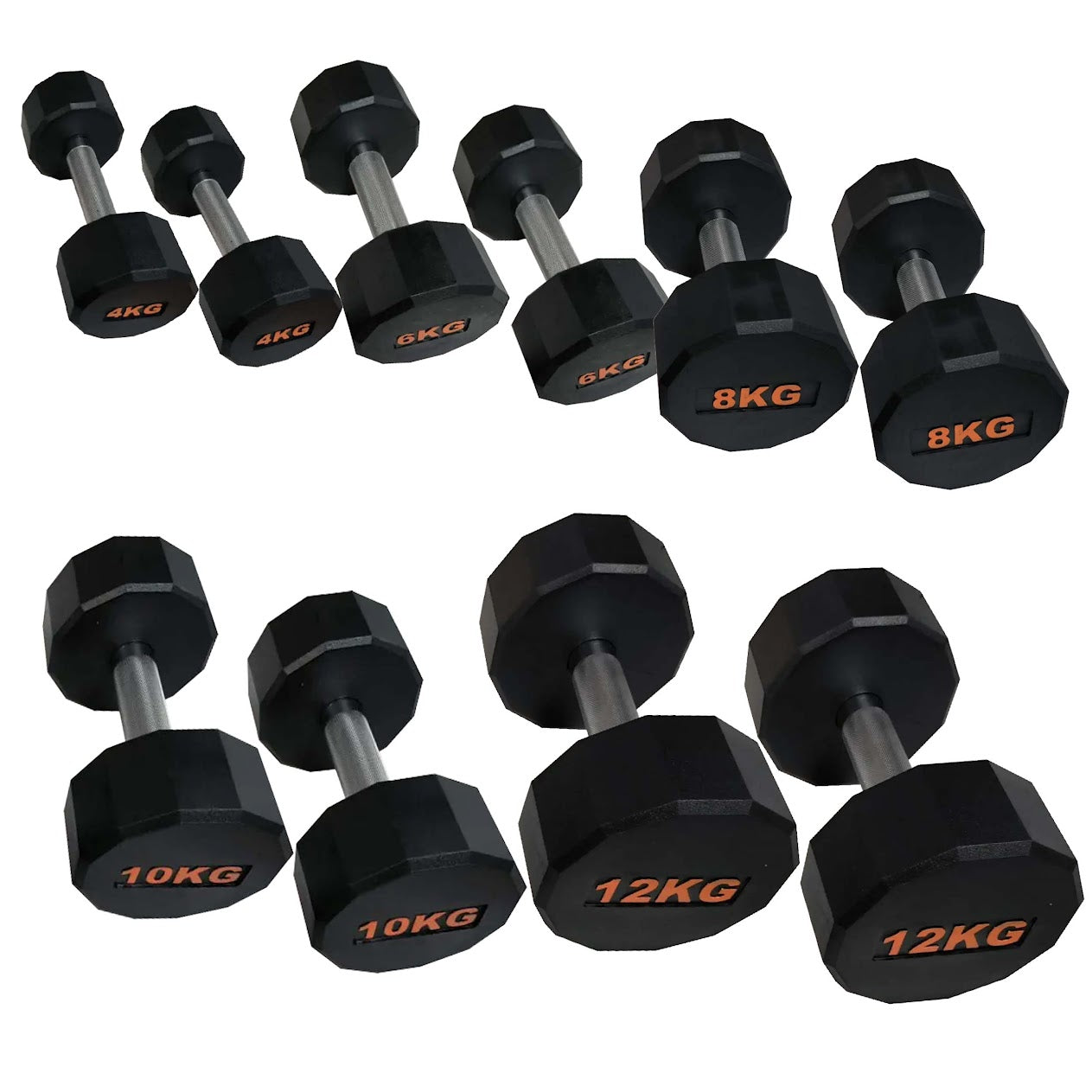 Hex Rubber Round-Coated Dumbbell – Anti‑Roll, High‑Grip Ergonomic Handle, Strength Training for Home Gym, Quiet & Durable Design