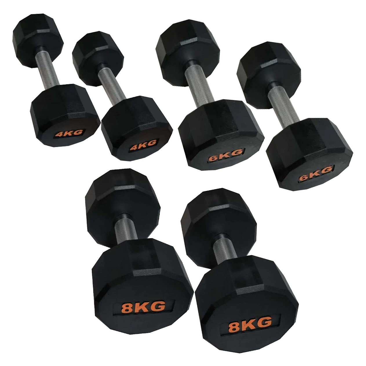 Hex Rubber Round-Coated Dumbbell – Anti‑Roll, High‑Grip Ergonomic Handle, Strength Training for Home Gym, Quiet & Durable Design