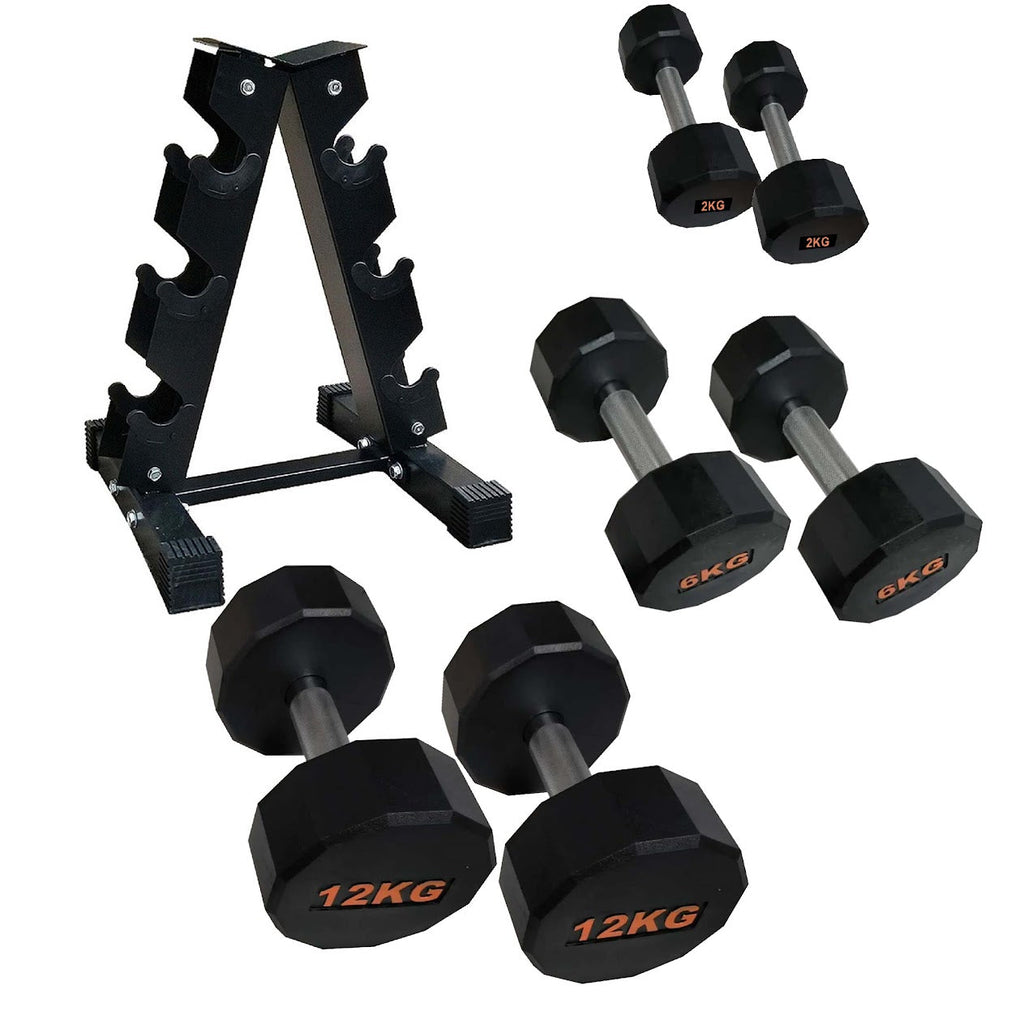Hex Rubber Round-Coated Dumbbell – Anti‑Roll, High‑Grip Ergonomic Handle, Strength Training for Home Gym, Quiet & Durable Design