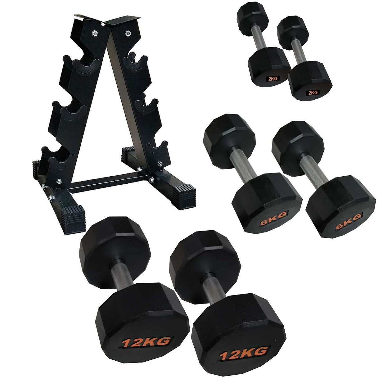 Hex Rubber Round-Coated Dumbbell – Anti‑Roll, High‑Grip Ergonomic Handle, Strength Training for Home Gym, Quiet & Durable Design
