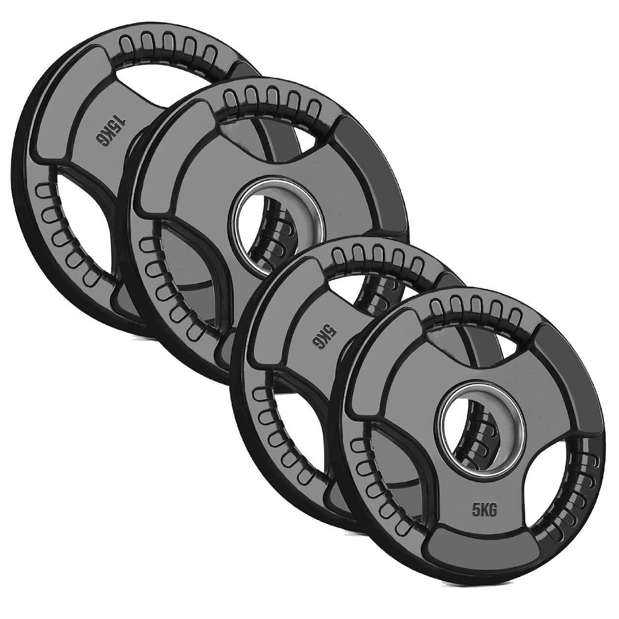 Adjustable Tri‑Grip Olympic Weight Plate – Rubber‑Coated Cast‑Iron, Ergonomic Handles for Barbell & Dumbbell Strength Training, Home Gym