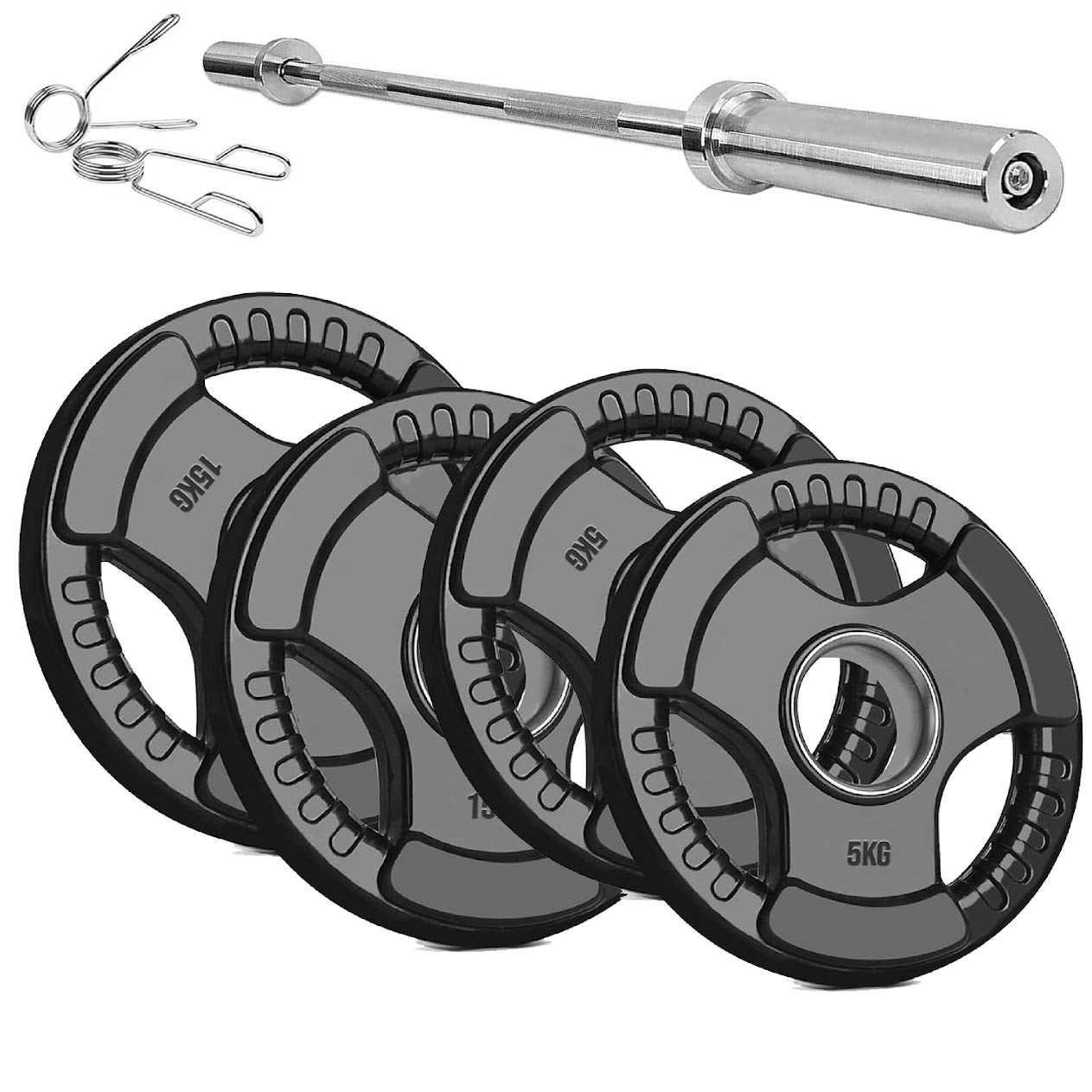 Adjustable Tri‑Grip Olympic Weight Plate – Rubber‑Coated Cast‑Iron, Ergonomic Handles for Barbell & Dumbbell Strength Training, Home Gym