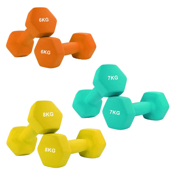 Anti Roll Hex Neoprene Dumbbells Set – Non Slip Grip, Noise Reducing Coating, Full Body Strength Training Weights – Singles, Pairs & Sets for Home Gyms