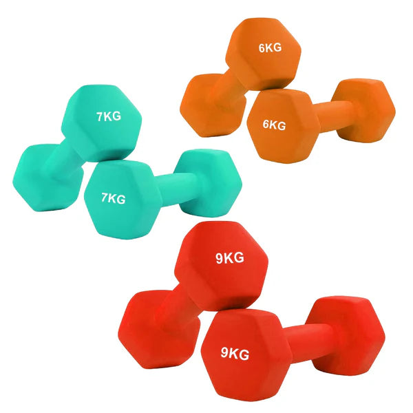 Anti Roll Hex Neoprene Dumbbells Set – Non Slip Grip, Noise Reducing Coating, Full Body Strength Training Weights – Singles, Pairs & Sets for Home Gyms