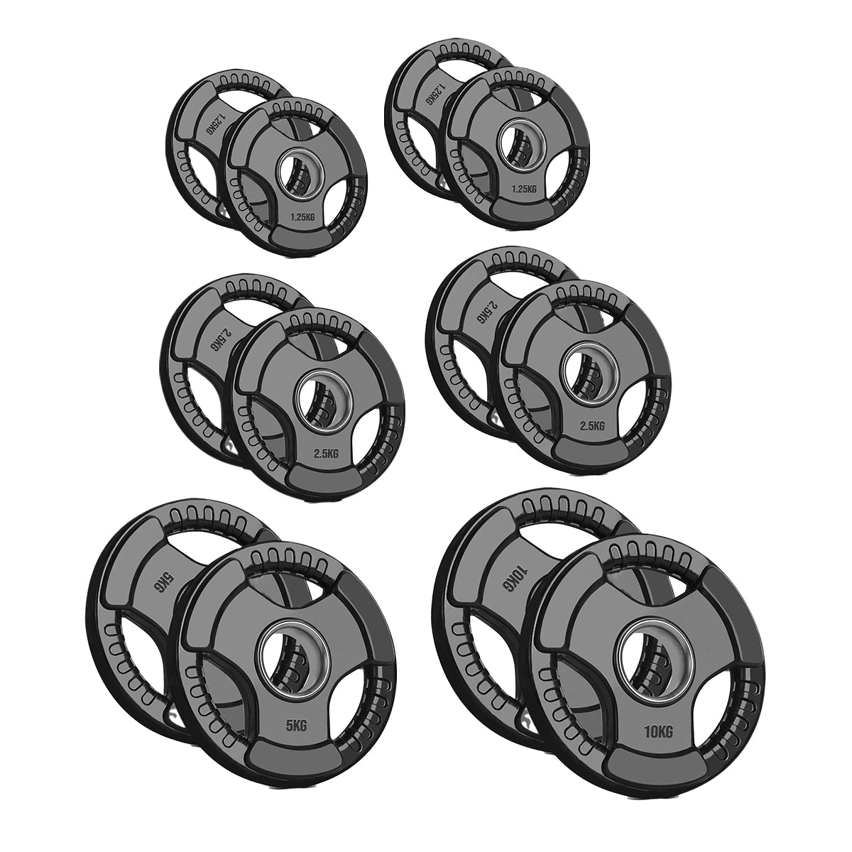 Adjustable Tri‑Grip Olympic Weight Plate – Rubber‑Coated Cast‑Iron, Ergonomic Handles for Barbell & Dumbbell Strength Training, Home Gym