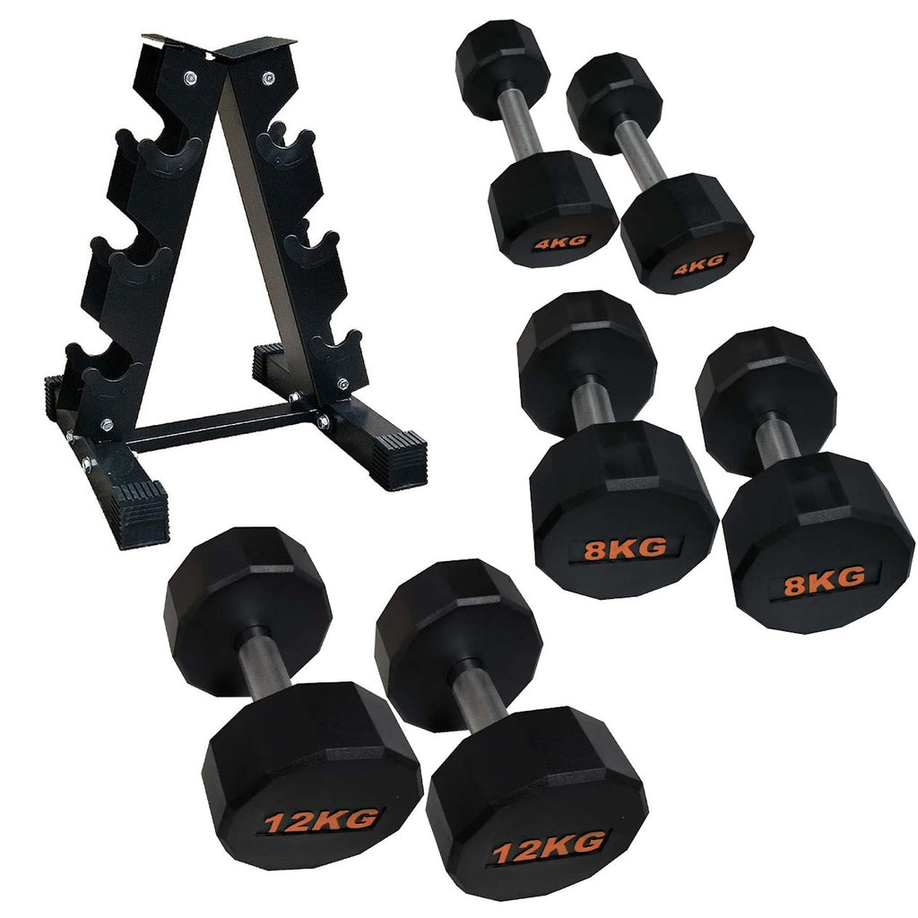 Hex Rubber Round-Coated Dumbbell – Anti‑Roll, High‑Grip Ergonomic Handle, Strength Training for Home Gym, Quiet & Durable Design