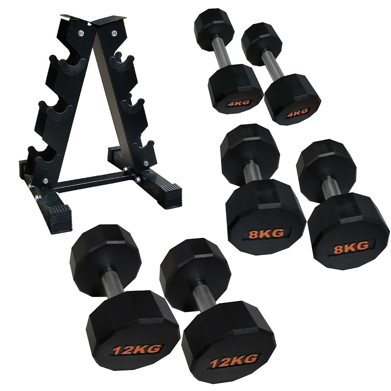 Hex Rubber Round-Coated Dumbbell – Anti‑Roll, High‑Grip Ergonomic Handle, Strength Training for Home Gym, Quiet & Durable Design