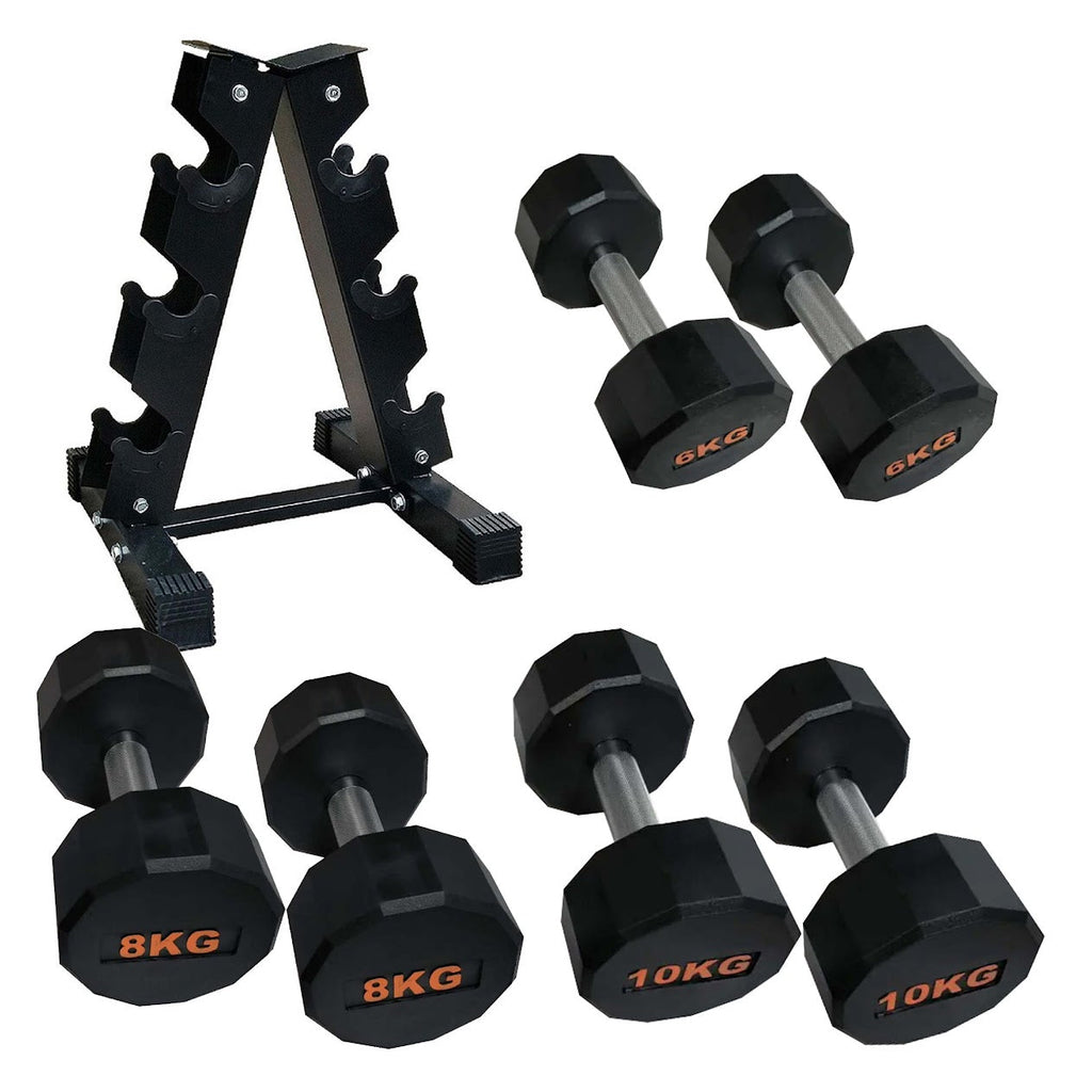 Hex Rubber Round-Coated Dumbbell – Anti‑Roll, High‑Grip Ergonomic Handle, Strength Training for Home Gym, Quiet & Durable Design