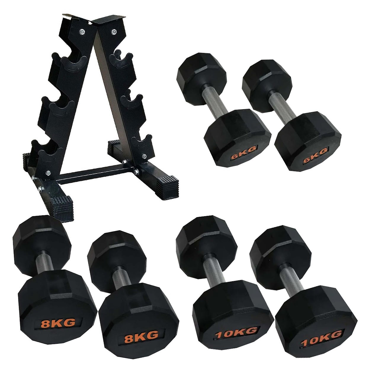 Hex Rubber Round-Coated Dumbbell – Anti‑Roll, High‑Grip Ergonomic Handle, Strength Training for Home Gym, Quiet & Durable Design