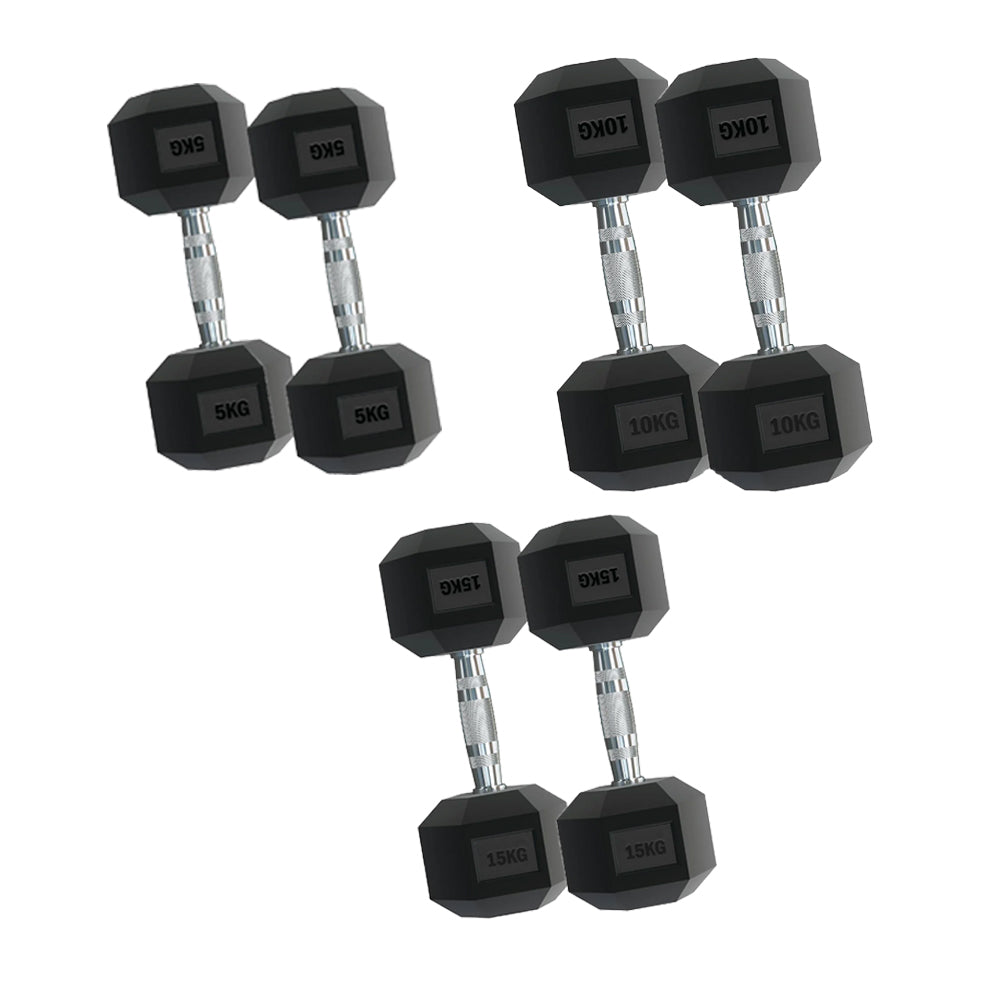 Build Strength at Home with Premium Hex Dumbbell Set – Choose 3 Pairs (2.5kg to 15kg) plus Optional Space-Saving 3 Tier Vertical Rack, Rubber-Coated for Quiet Workouts