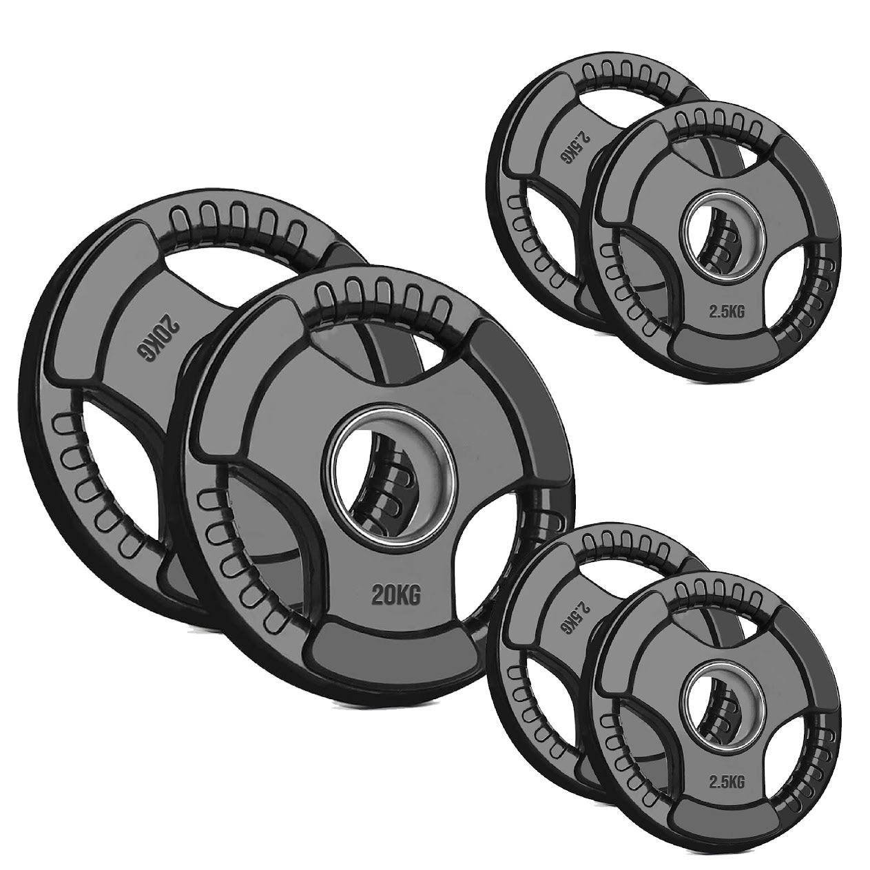 Adjustable Tri‑Grip Olympic Weight Plate – Rubber‑Coated Cast‑Iron, Ergonomic Handles for Barbell & Dumbbell Strength Training, Home Gym