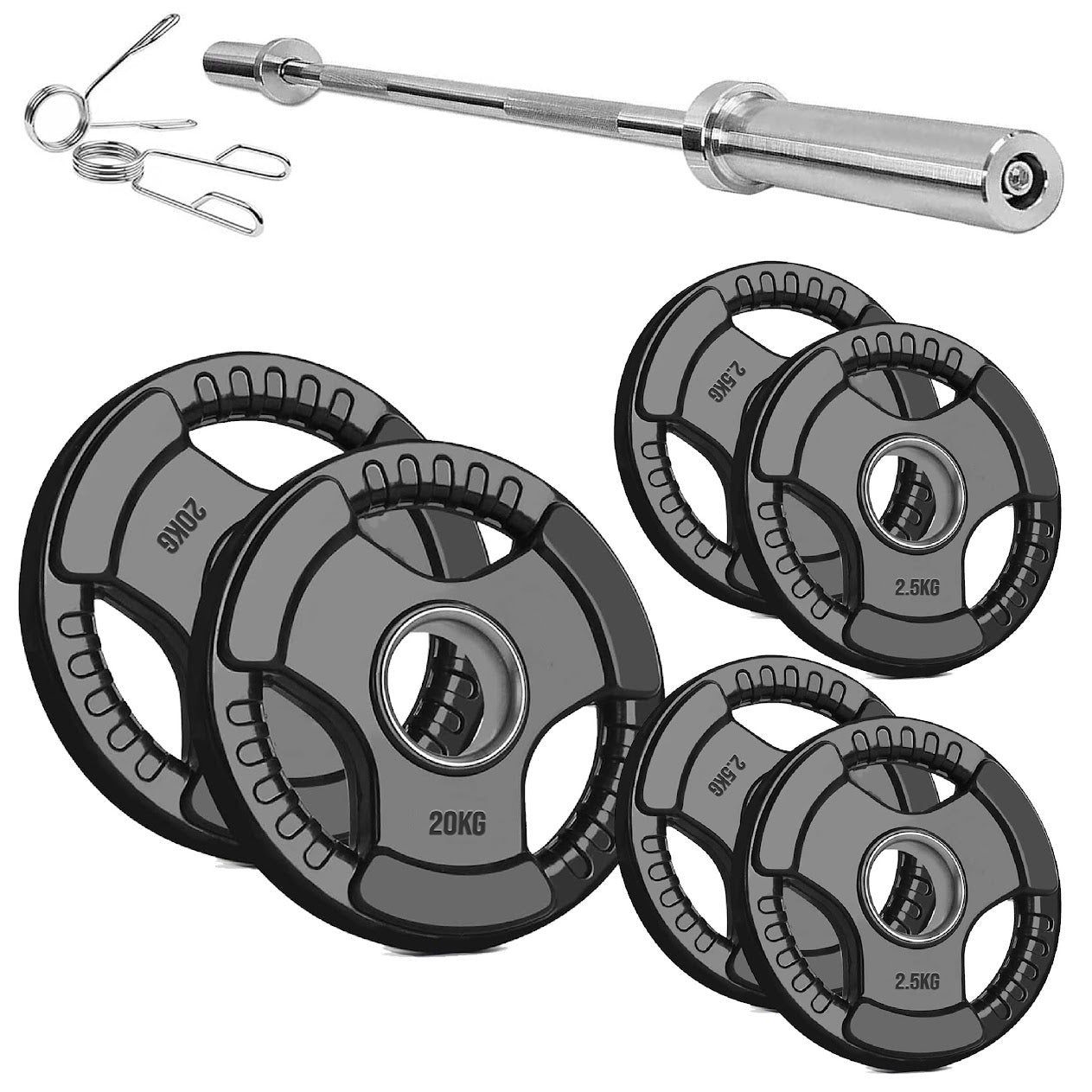 Adjustable Tri‑Grip Olympic Weight Plate – Rubber‑Coated Cast‑Iron, Ergonomic Handles for Barbell & Dumbbell Strength Training, Home Gym