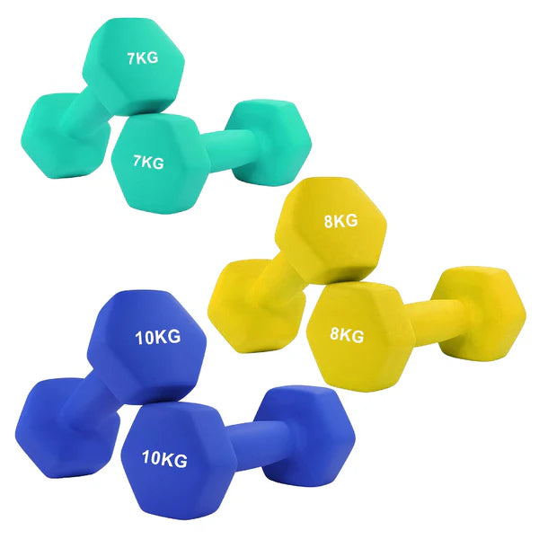 Anti Roll Hex Neoprene Dumbbells Set – Non Slip Grip, Noise Reducing Coating, Full Body Strength Training Weights – Singles, Pairs & Sets for Home Gyms